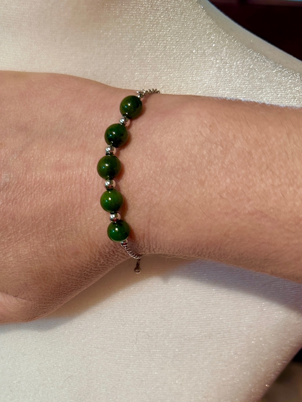 Jade & Sterling Silver Toggle Bracelet - JOY Collection